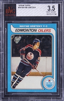 1979-80 Topps #18 Wayne Gretzky Rookie Card – BVG VG+ 3.5